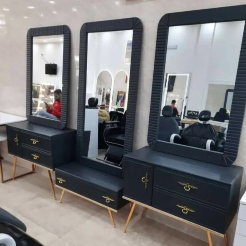 دکور آینه آرایشگاهی ست کامل پایه فلزی ارسال رایگان نیست